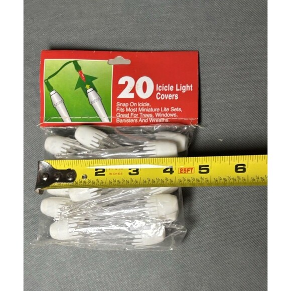 Lot Vintage Icicle Light Covers White Clear Plastic Snap On String Lights New - Picture 12 of 13